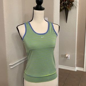 Nike yellow-green/blue striped exercise tank top
